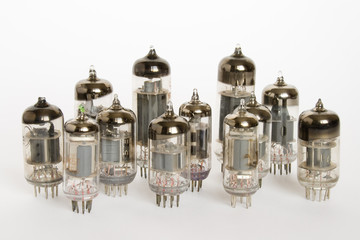 vacuum tubes on white background