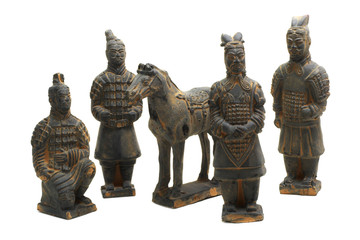 terracotta warriors of oin dynasty (isolated on white)