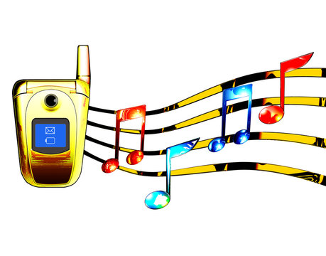 Gold Mobile Phone With Music