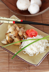 rice, mushrooms and vegetable