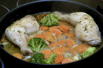 cuisses de poulet aux légumes