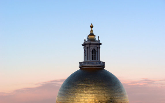 massachusetts statehouse dome at sunrise