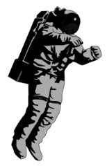 astronaut halftone dots lifting off