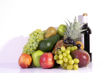 ripe fruit and wine still life