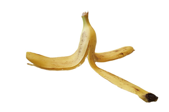 banana peel over white