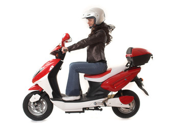 Naklejka premium woman riding scooter