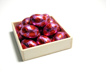 tasty red chocolate easter eggs