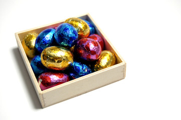 tasty colorful chocolate easter eggs
