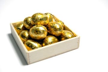 tasty golden chocolate easter eggs
