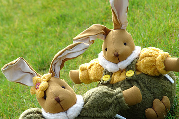 easter bunnies in the garden