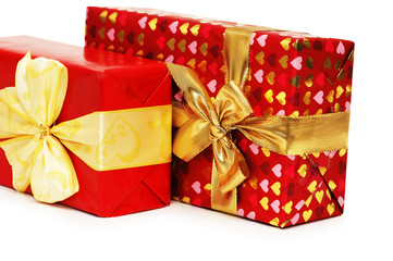 two gift boxes isolated on the white background