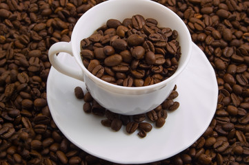 cup with coffee beans