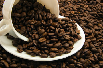 cup with coffee beans