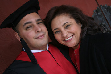 university graduate with his mother