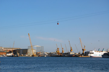 Fototapeta premium railway over the harbour. barcelona