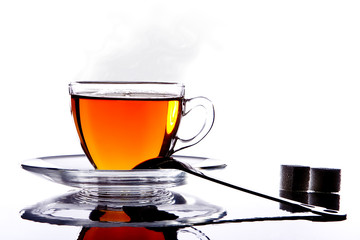 silhouette hot cup of tea