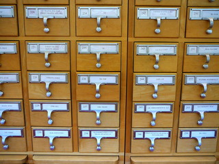 card catalogue cabinet in academic library