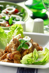 chicken stripes with salad