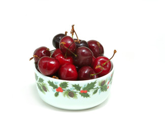 bowl with sweet cherries