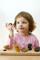 eating chocolate cakes