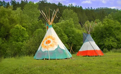 Paintings on glass Indians tipi