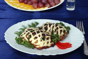 second course - chicken chop with mushrooms