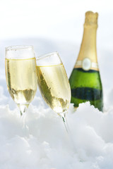champagne in the snow