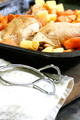 portions of chicken, slowly roasted