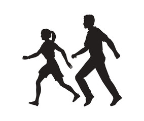 Fototapeta na wymiar people walking silhouette