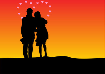 sunset silhouette of a couple