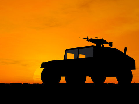 vehicle over sunset