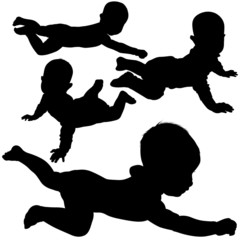 silhouettes - baby 4 - obrazy, fototapety, plakaty
