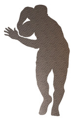rugby fending try steel plate silhoutte