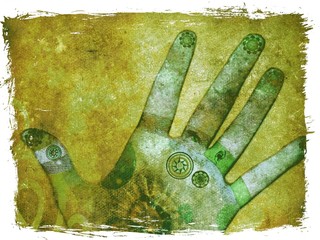 hand of chakra energy - green