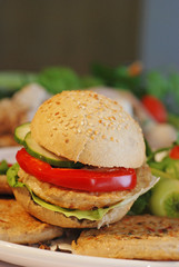 hamburger with blurred background