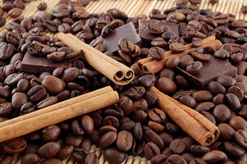 coffee beans and cinnamon