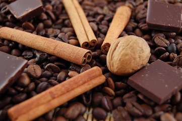 coffee beans and cinnamon