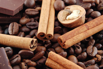 coffee beans and cinnamon