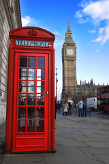 Fototapeta na wymiar budka telefoniczna i Big Ben