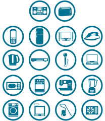 home related electronic apparatus icon set