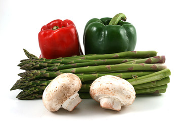 peppers, asparagus and mushrooms