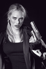 blond with a gun