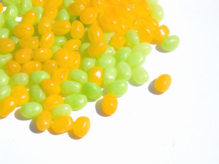 yellow and green jelly beans