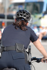 Naklejka premium policewoman on bike