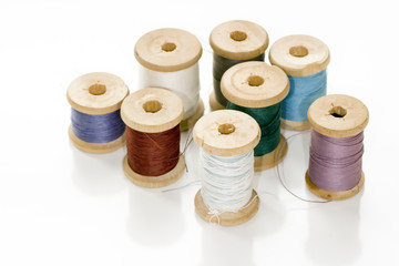 wooden thread spools