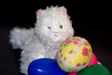 cat and easter eggs