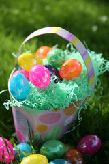 easter eggs and basket