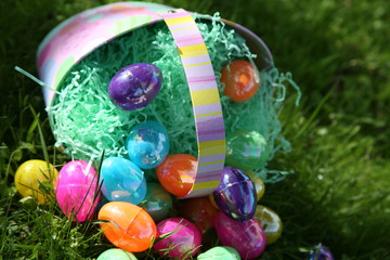 easter eggs and basket