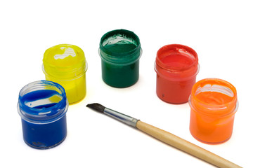 paintbrush and multicolored paints
