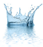 sparks of blue water on a white background ...